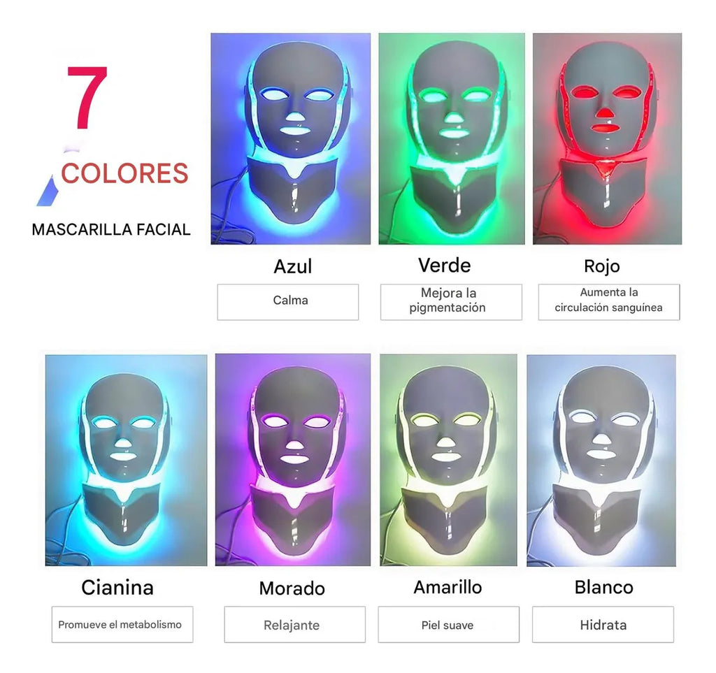 Mascarilla facial led con terapia de luz